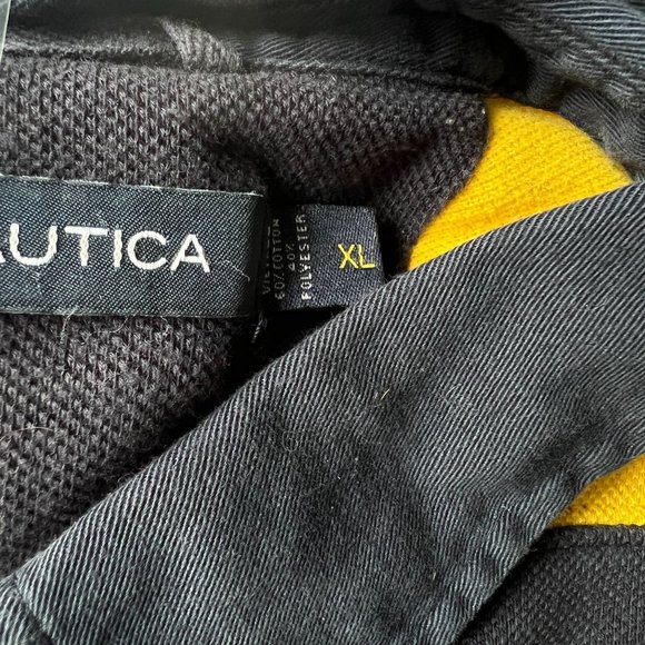 Nautica Sportswear Sailing Rugby Stripe Polo Shirt Mens Yellow Blue XL Y2K Retro - Picture 5 of 11